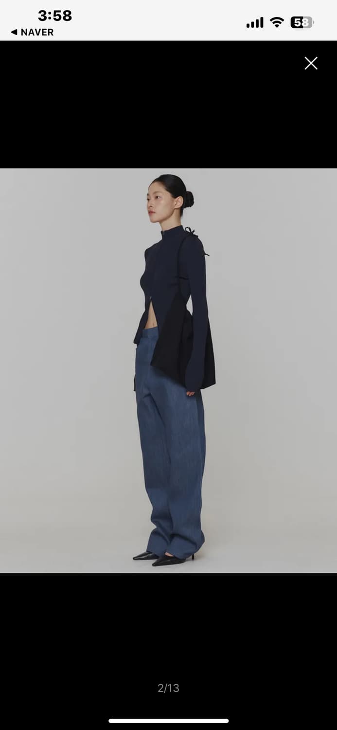 아모멘토 Ribbed mockneck cardigan(dark navy) 상품이미지2