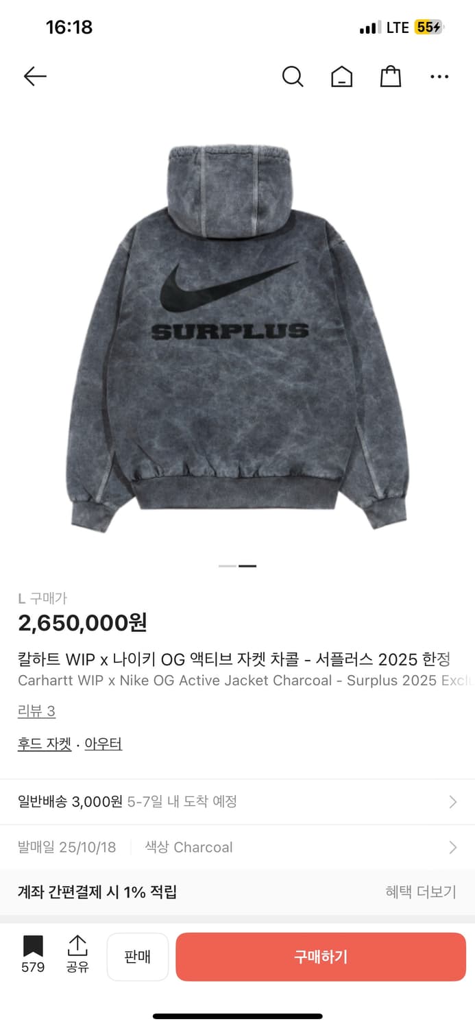 칼하트 나이키 서플러스 액티브자켓 시드니 한정판 L 상품이미지3