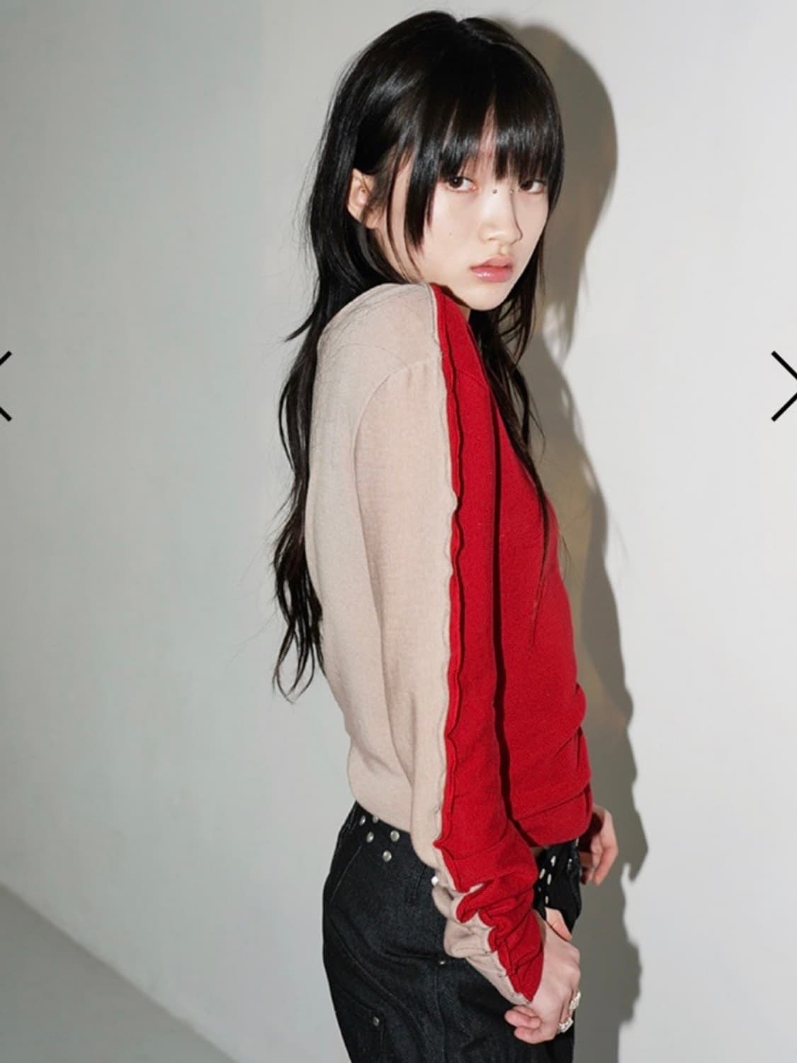 데어드 하프앤하프 롱슬리브 레드 상품이미지3