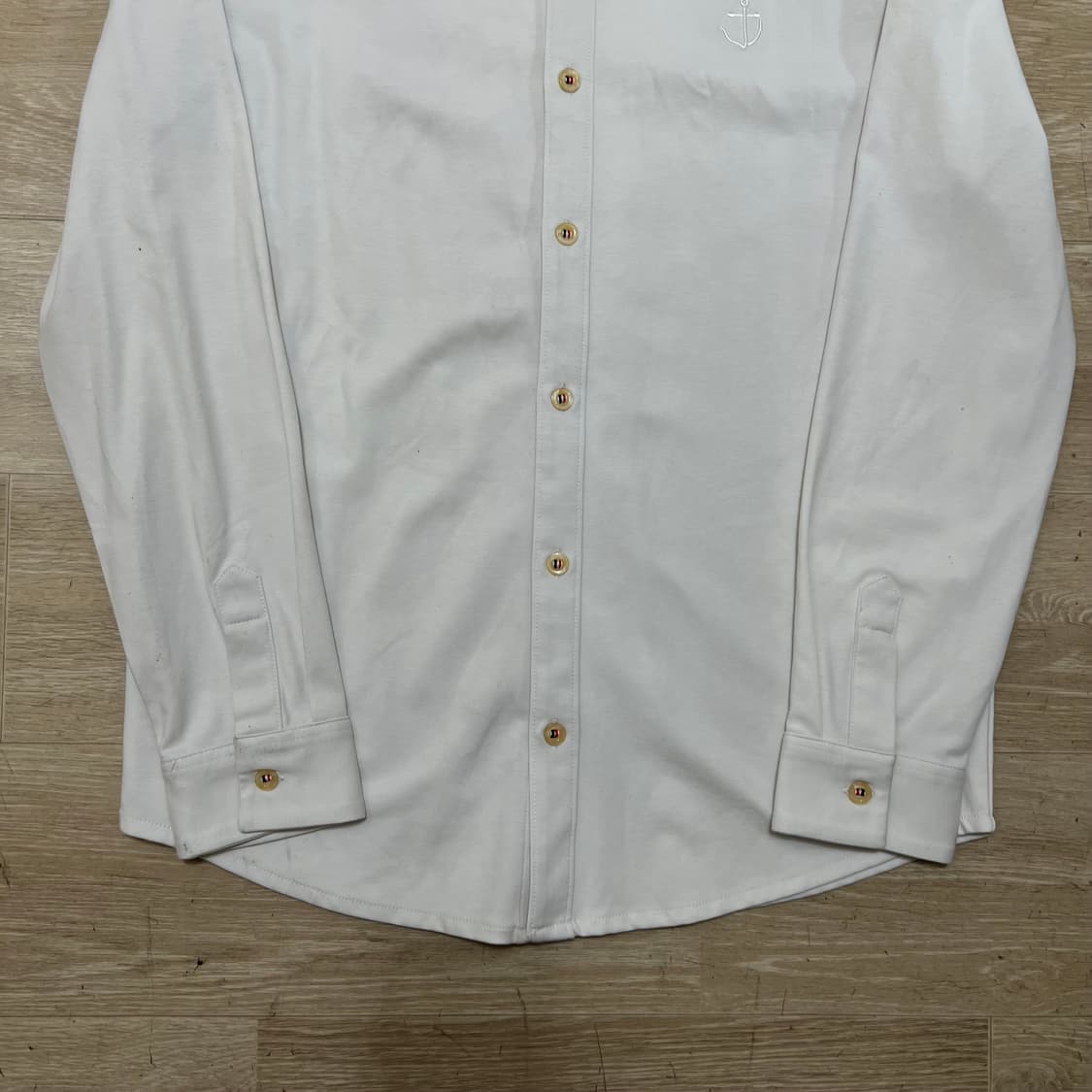 톰브라운 앵커 로고 라운드햄 옥스퍼드 긴팔 셔츠 [화이트] 2사이즈 상품이미지3