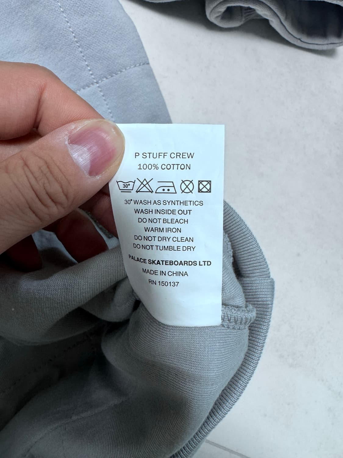 (중고/XL) palace p stuff crew grey XL 상품이미지5