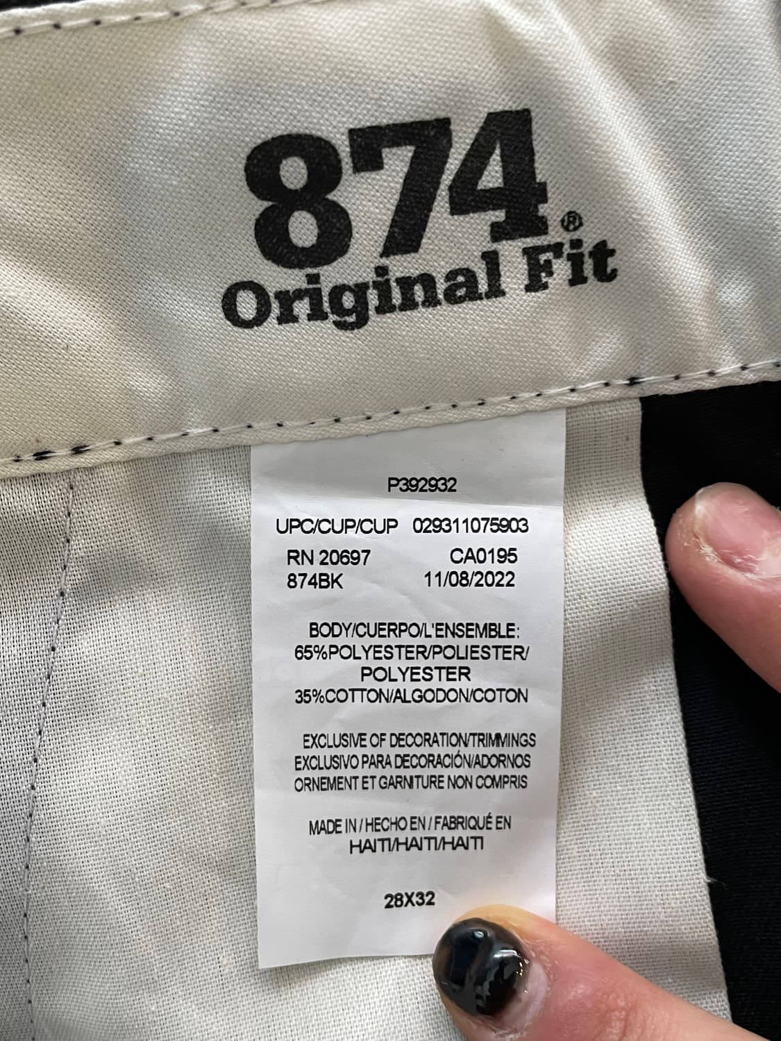 디키즈 874 블랙 Original Fit 팬츠바지 새상품 상품이미지2