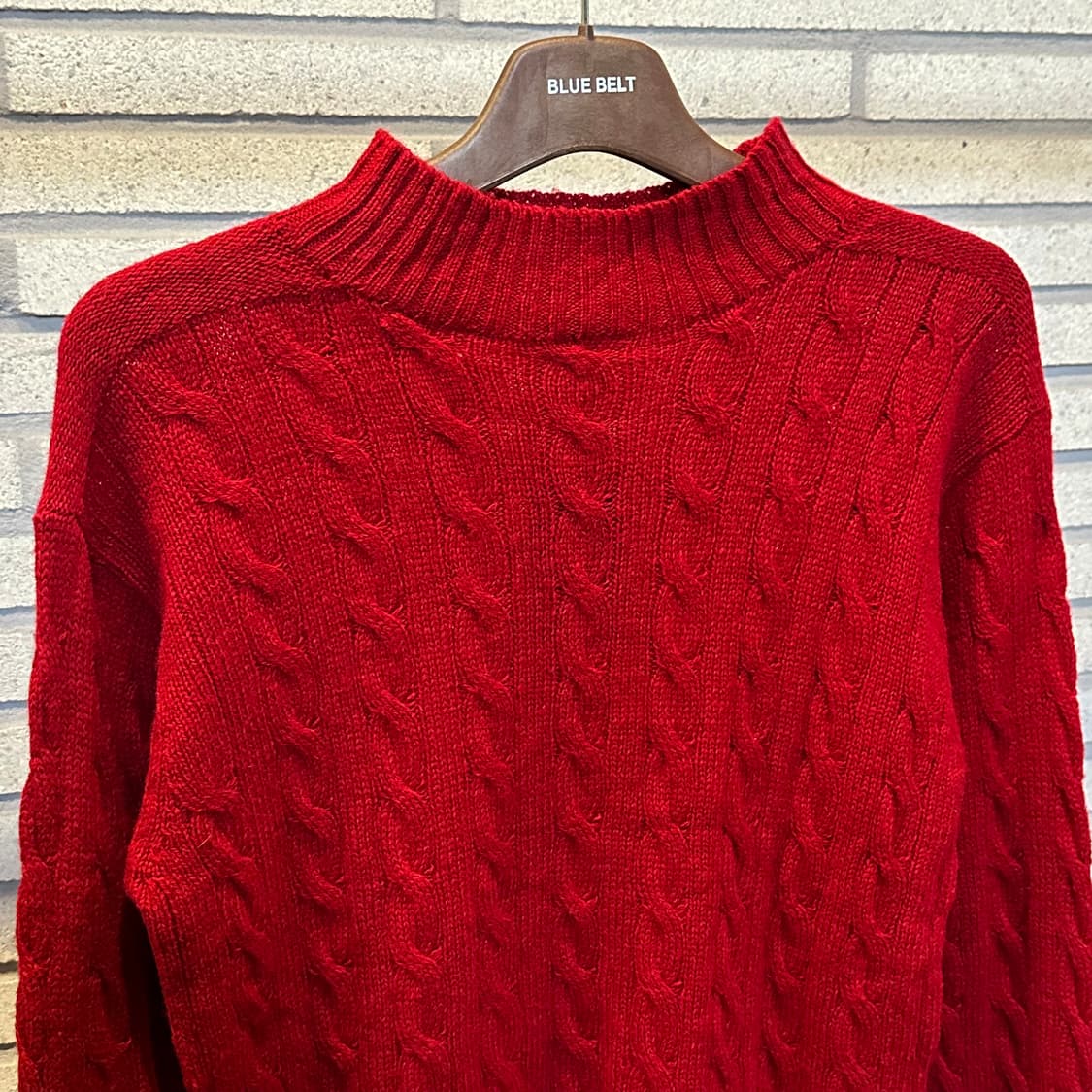 45rpm 케이블 하프넥 울 니트 롱 시보리 디테일 레드 상품이미지4