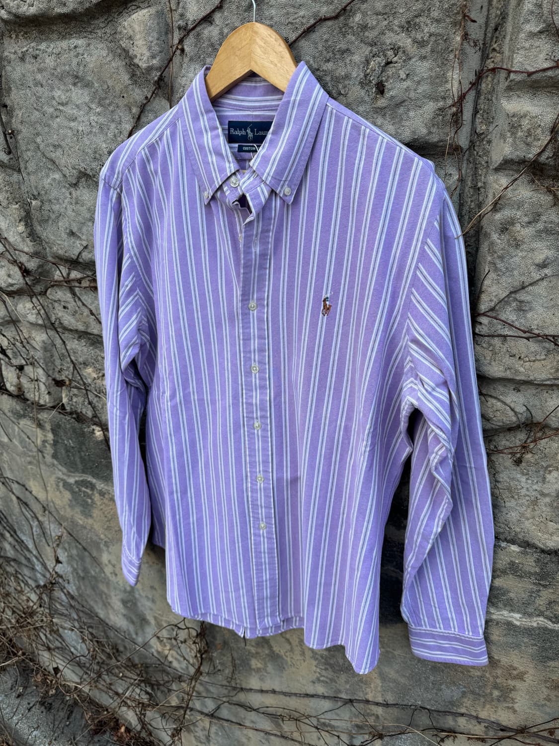 폴로 랄프로렌 옥스포드 스트라이프 셔츠 빈티지 퍼플 L 상품이미지3