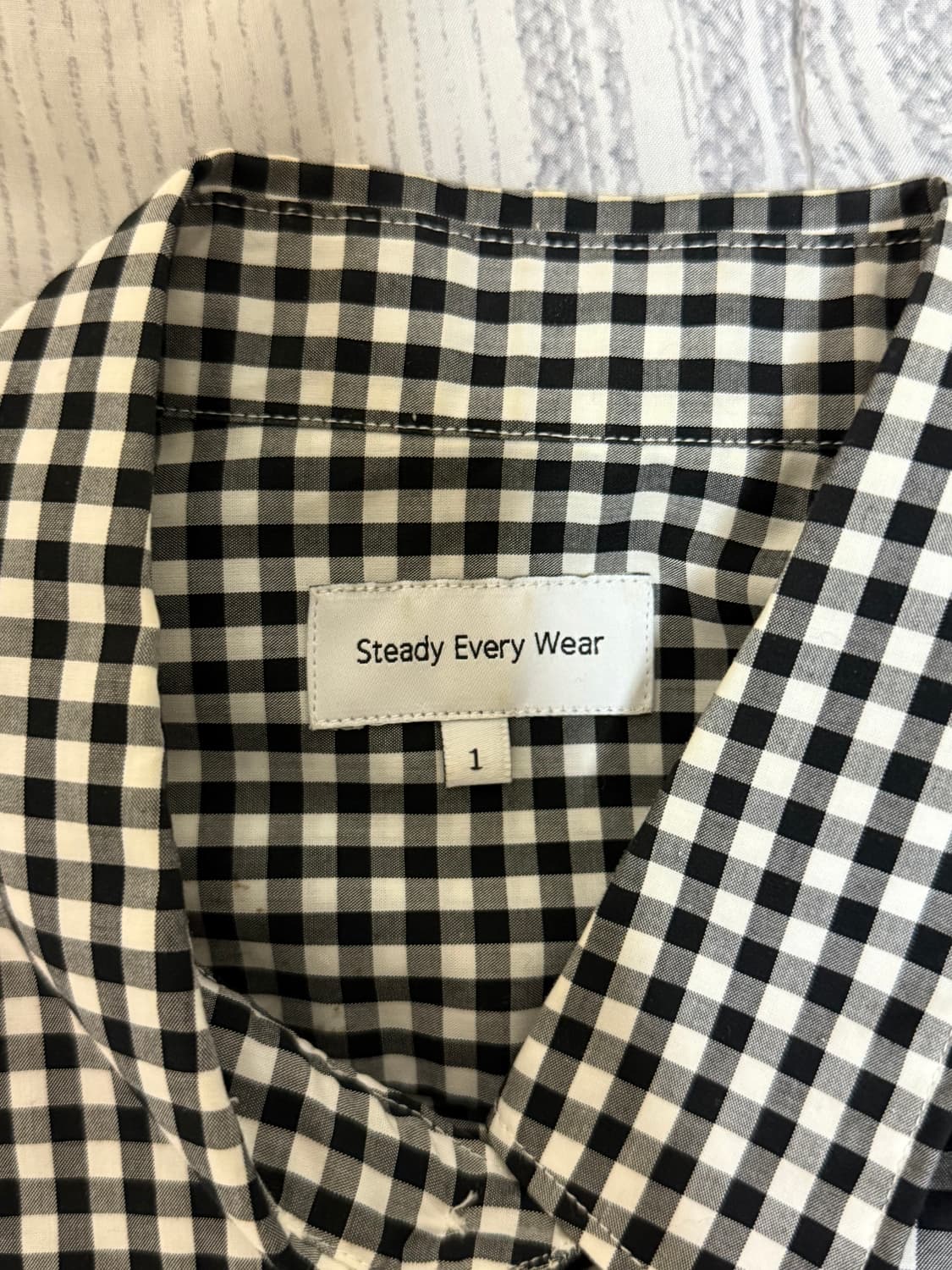 (1) 스테디에브리웨어 릴렉스드 깅엄 체크 셔츠 블랙 상품이미지5