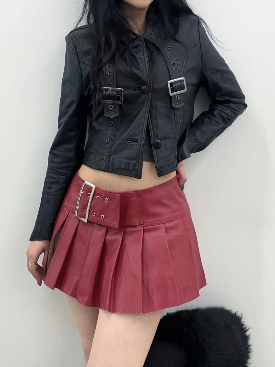  belt details sheepskin leather jacket 상품이미지3