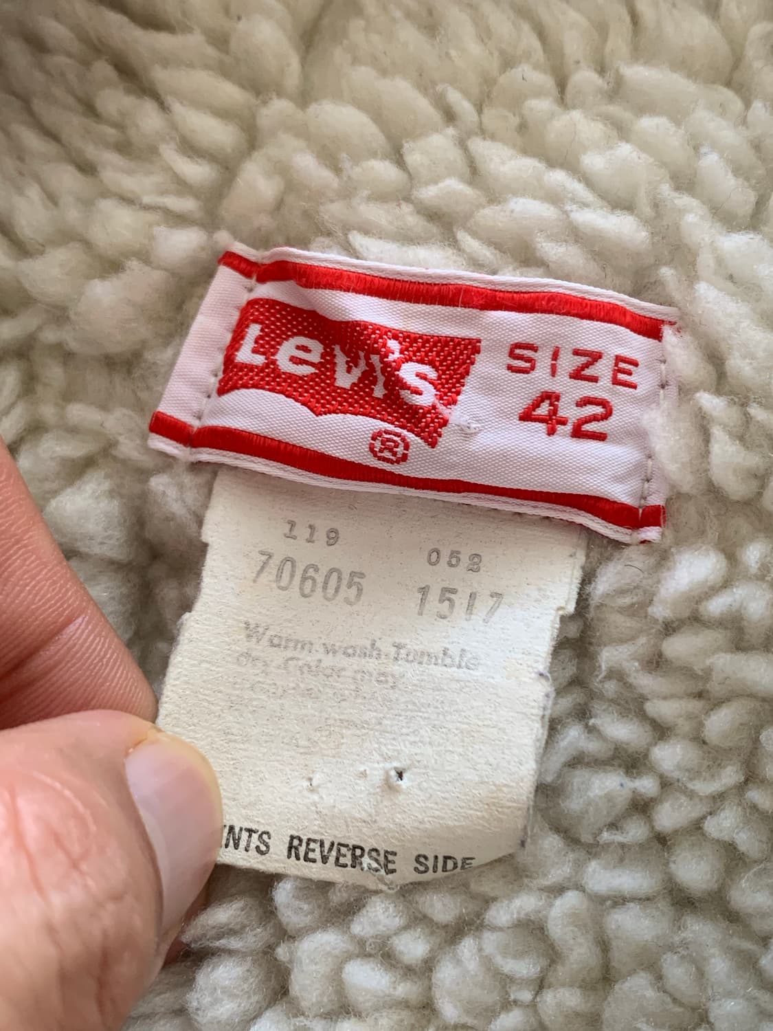 70s 리바이스 70605-1517 쉐르파 코듀로이 트러커 자켓 네이비 상품이미지3