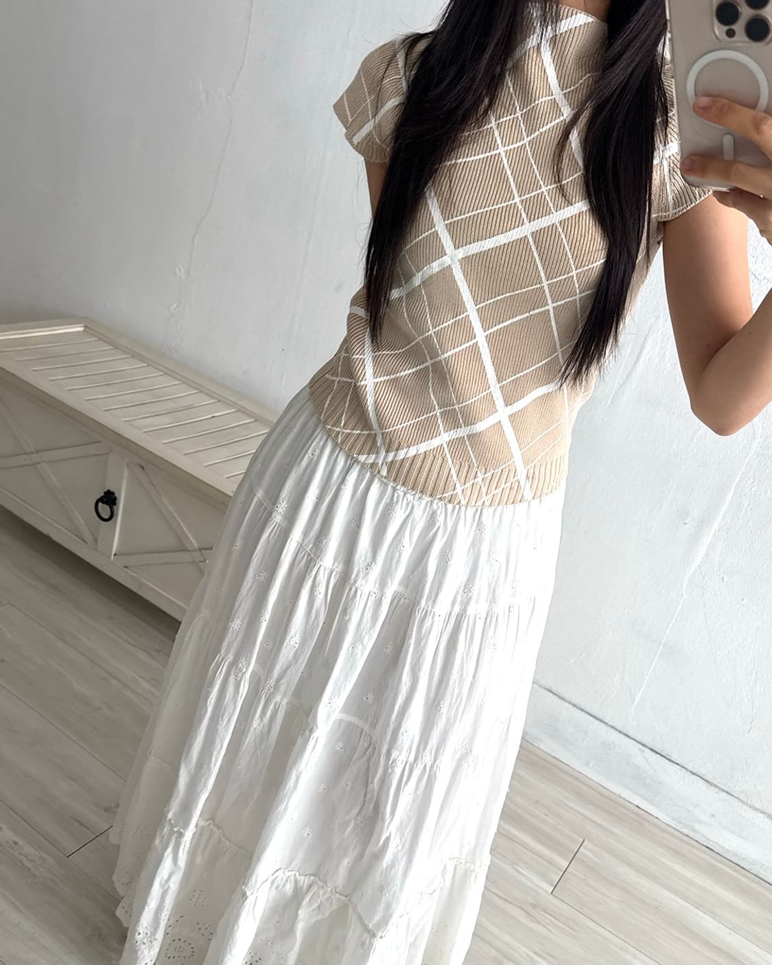 Axes Femme White Long Skirt 상품이미지3