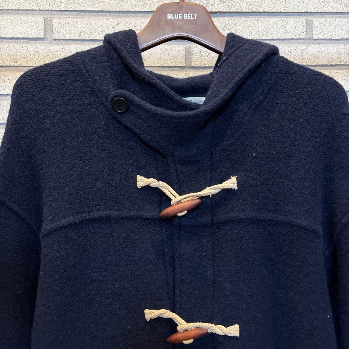 JPN VINTAGE 떡볶이 후드 코트 투포켓 토글 버튼 디테일 네이비 상품이미지4