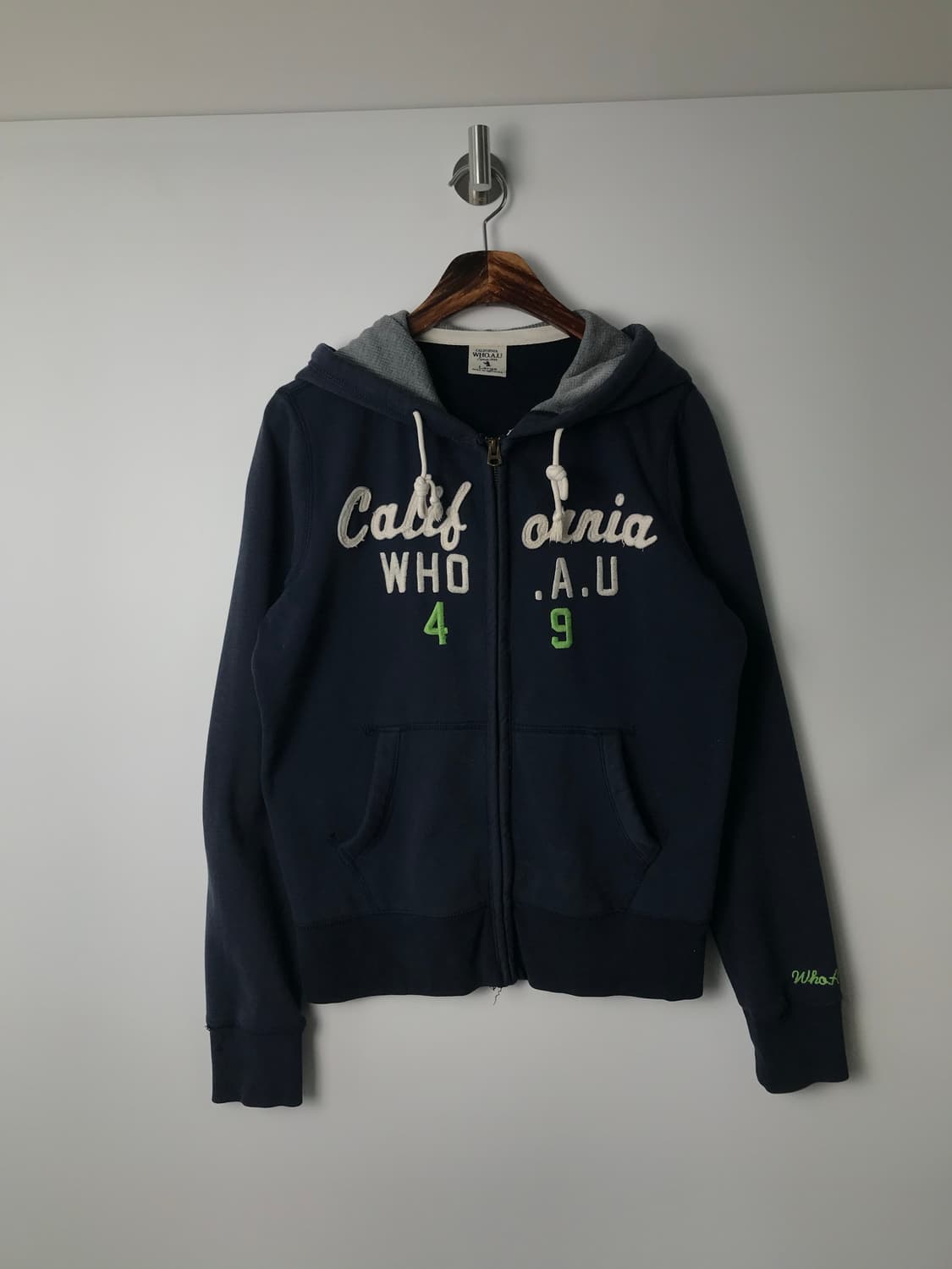 후아유 y2k 와투케 네이비 후드집업 상품이미지2