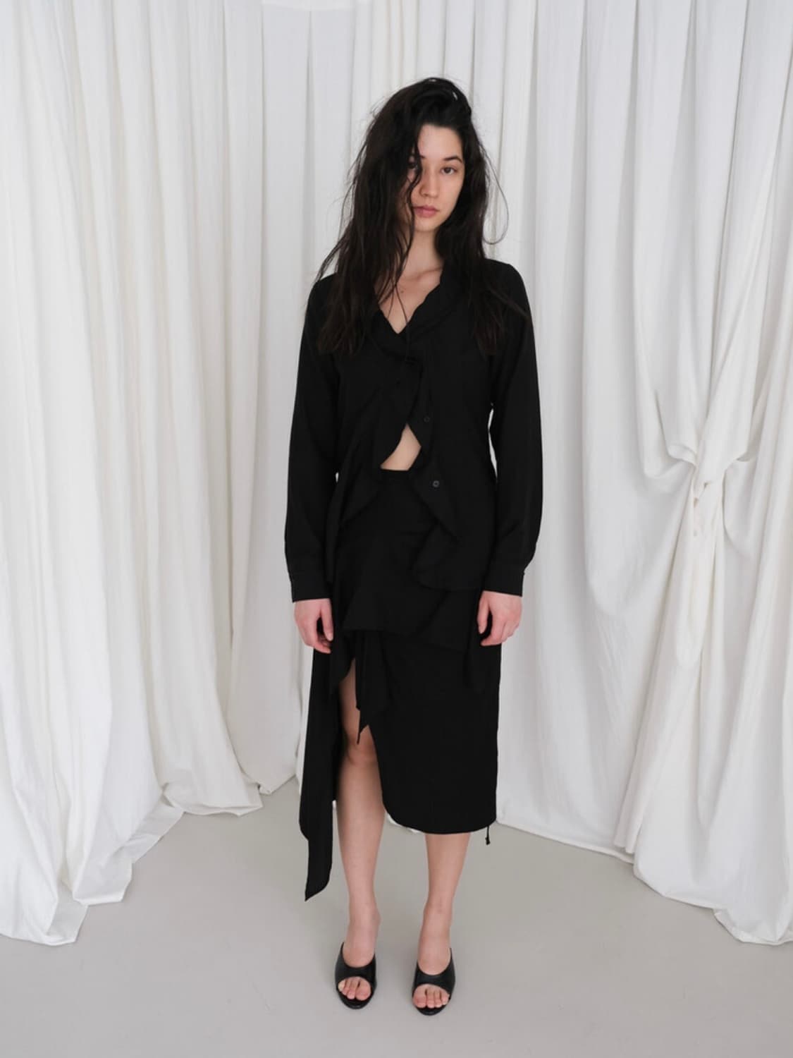 헤브빈 언발란스 랩 스커트 상품이미지4