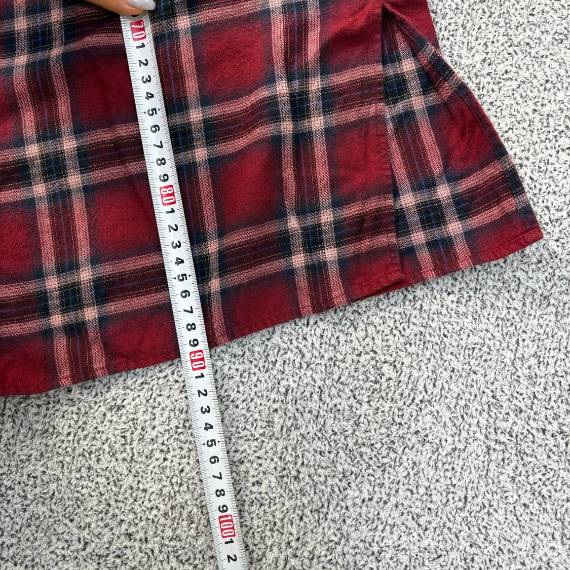 90 헤지스 여성 롱 체크 셔츠 레드 0319J 상품이미지6