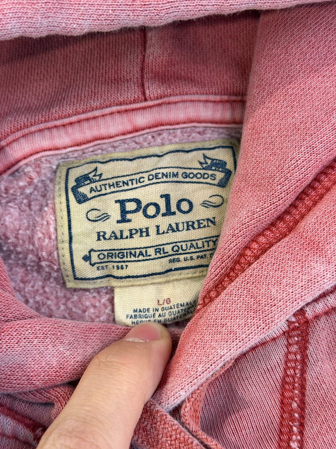 폴로 랄프로렌 가먼트 피그먼트 워싱 후드티 핑크 상품이미지3