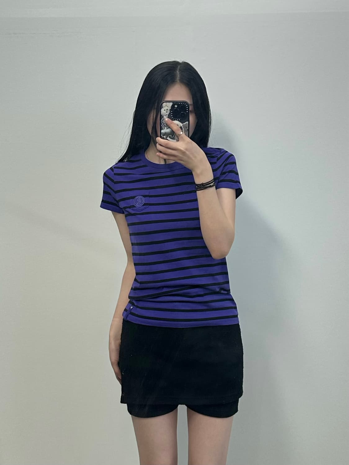폴로 랄프로렌 자수로고 네이비 스트라이프 반팔 티셔츠 상품이미지1