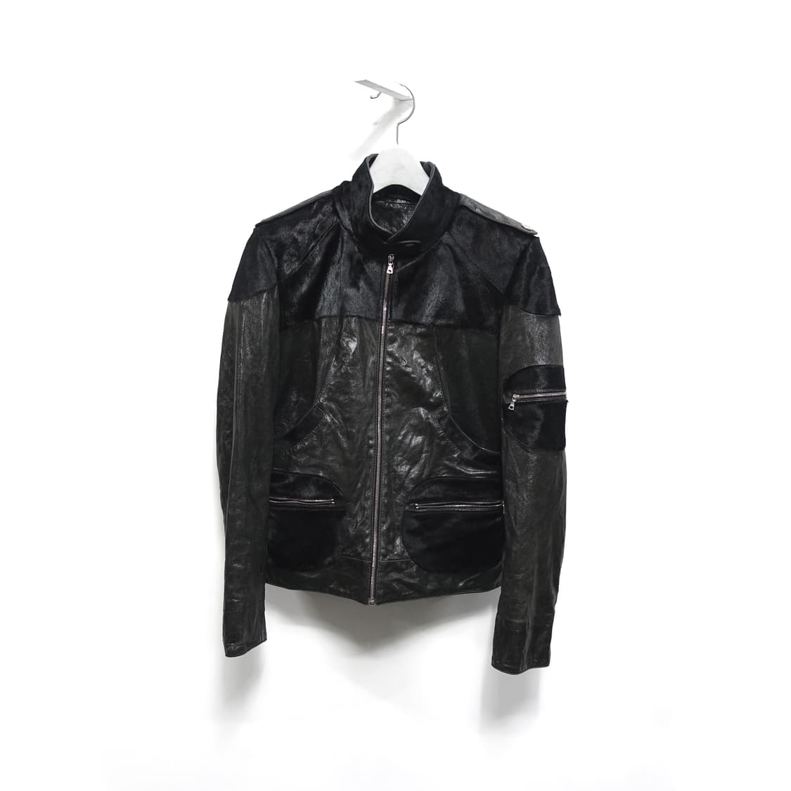 (55~66) 빈티지 송치 퍼 레더 믹스 자켓 상품이미지1