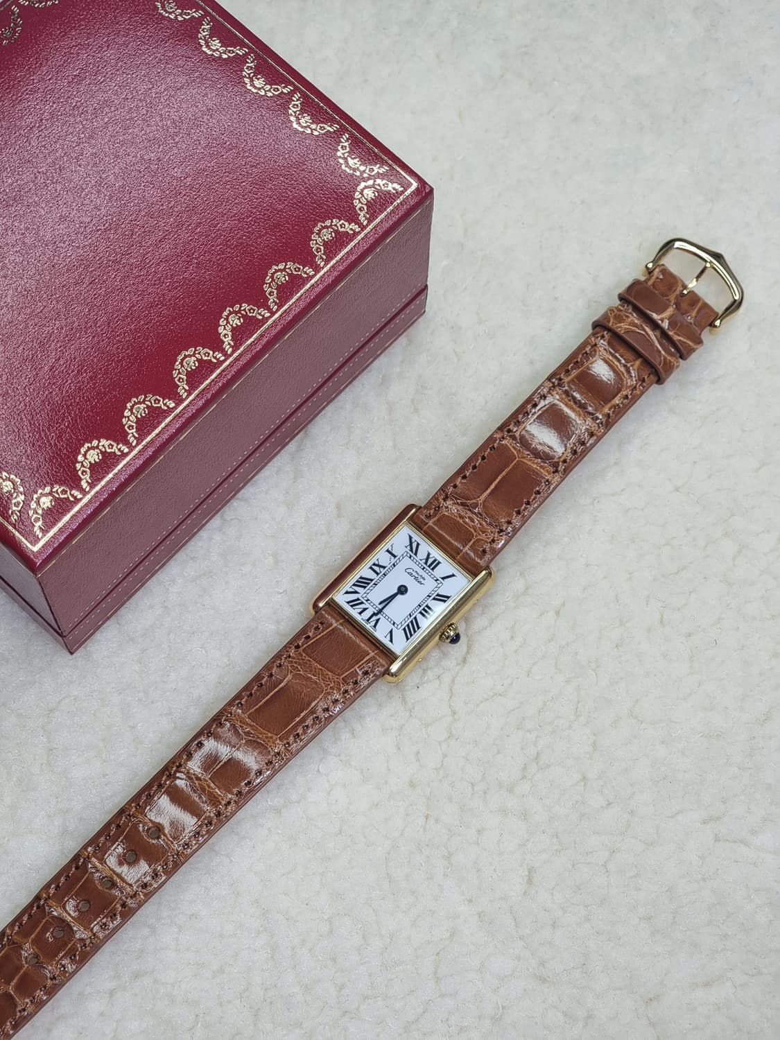 까르띠에 빈티지 탱크머스트 라지 화이트다이얼 핀버클 시계 (남여공용) 상품이미지5