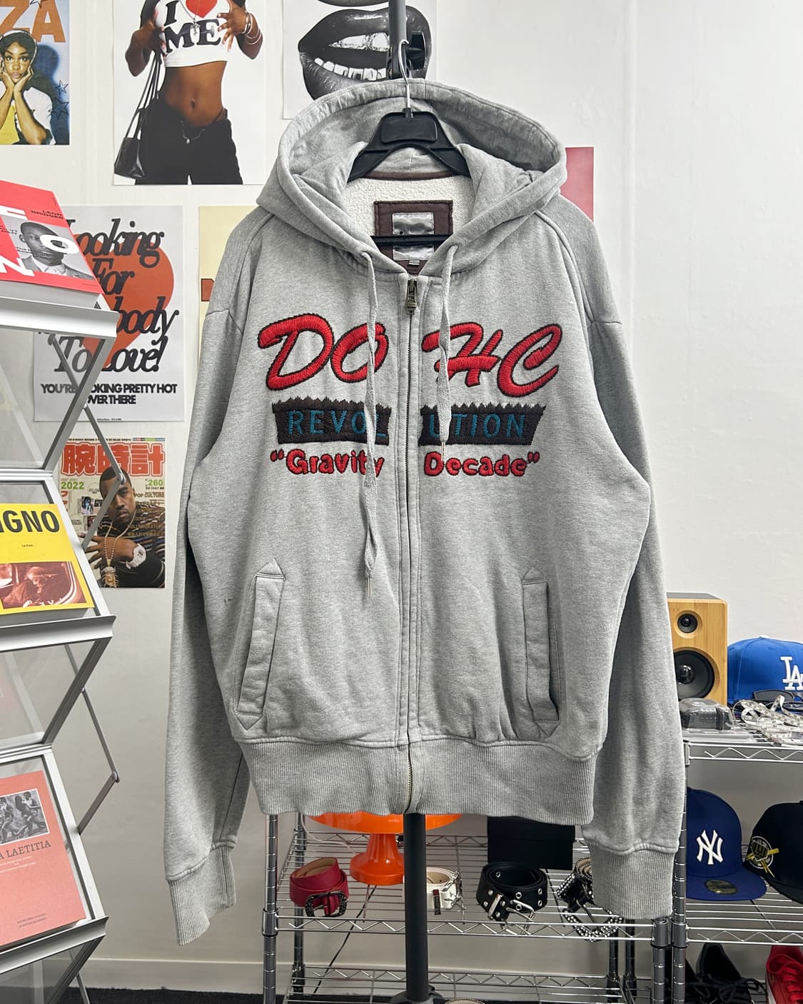 DOHC 도크 아플리케 그레이 스웻 후드 집업 상품이미지1