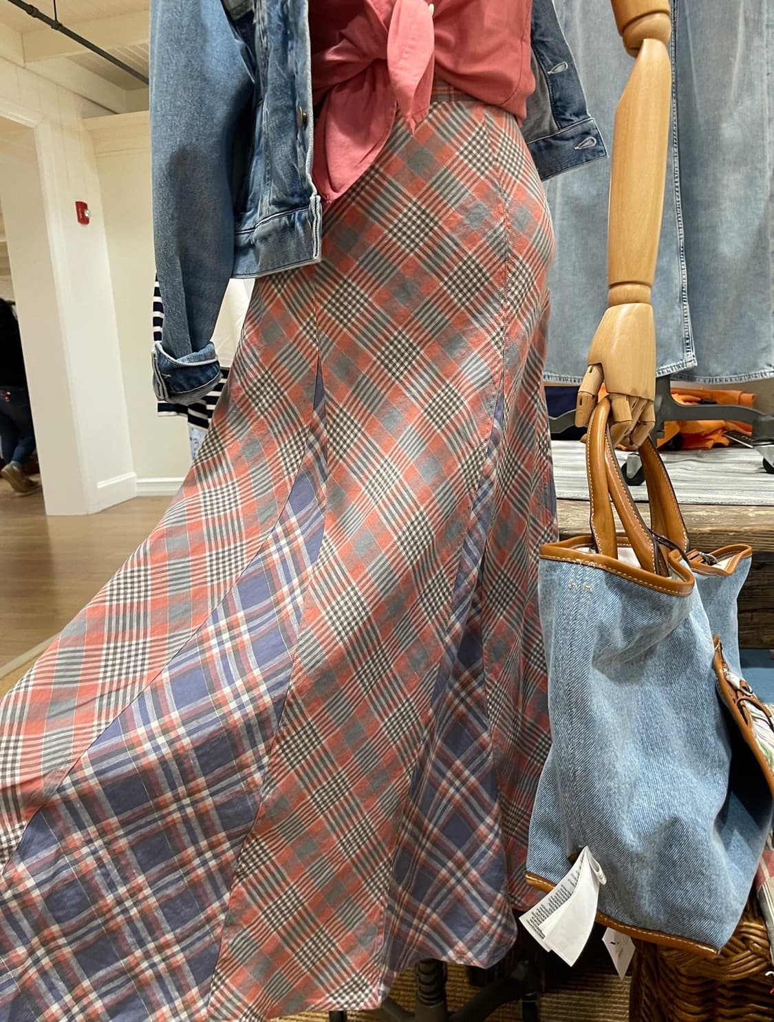 POLO 폴로 랄프로렌 린넨 플레이드 체크 롱 스커트 SIZE 2 상품이미지3