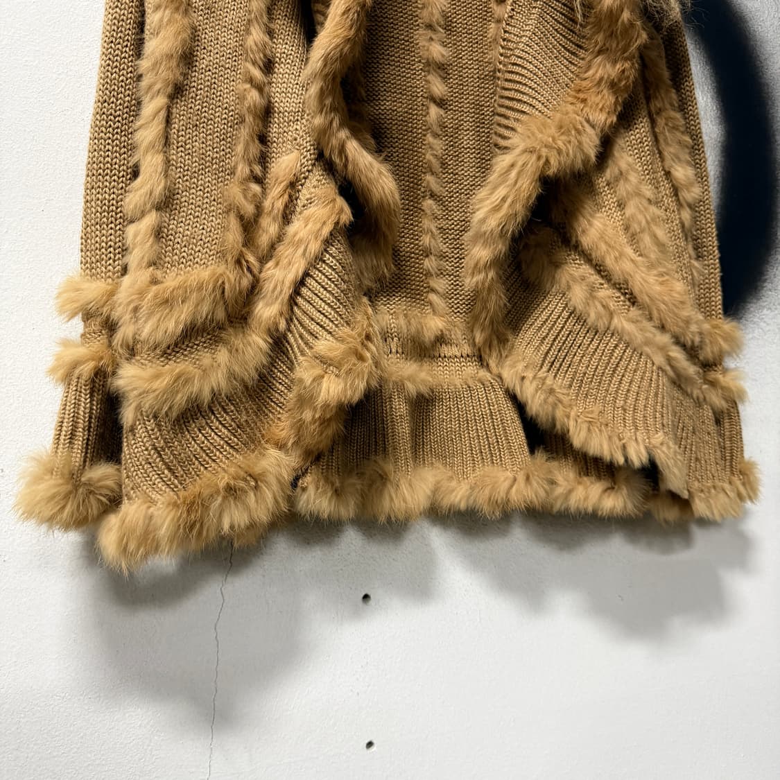 VTG 빈티지 보헤미안 양털 퍼 트리밍 러플 니트 가디건 상품이미지4