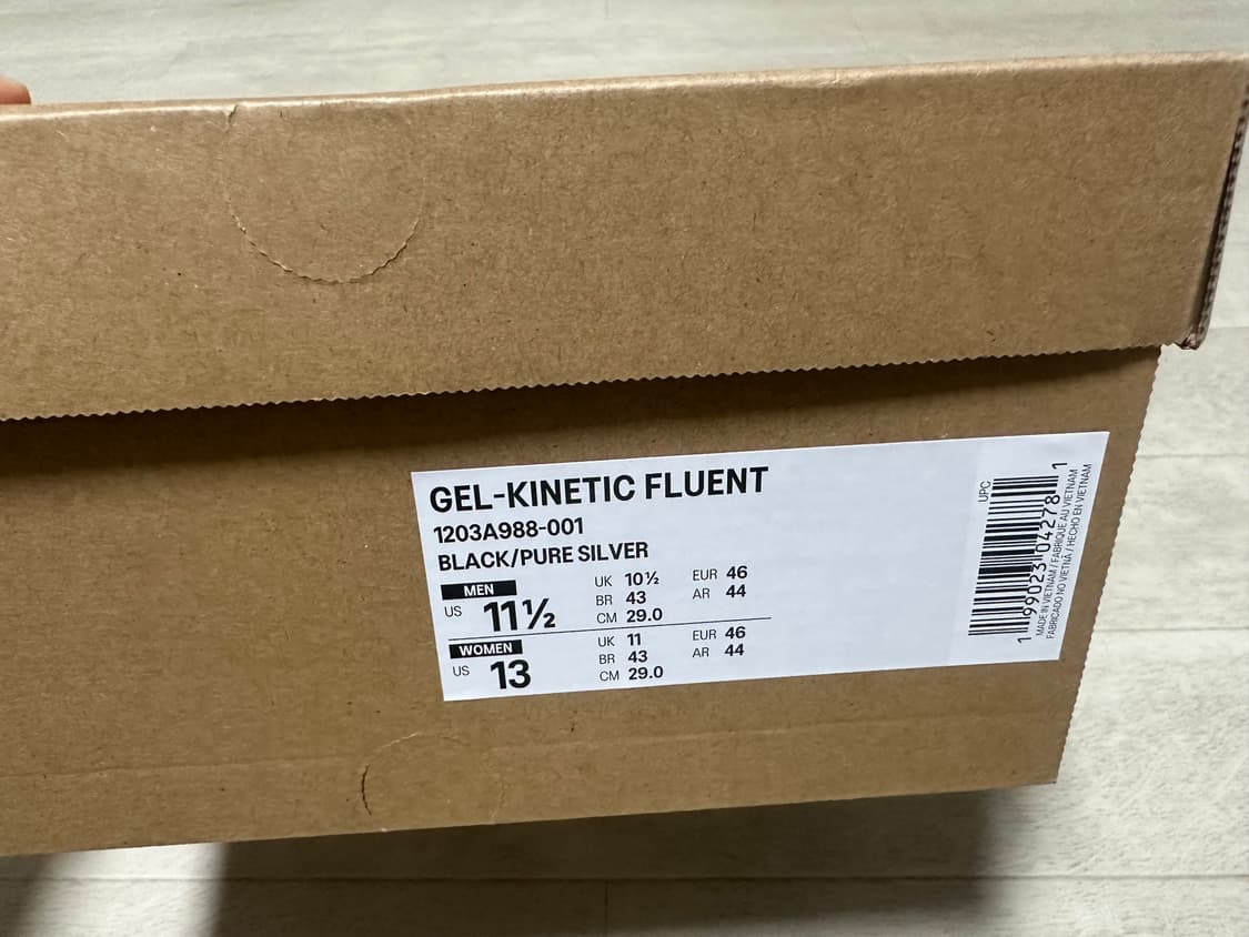 아식스 x 하이퍼 DC 젤 키네틱 플루언트 블랙 퓨어 실버 290사이즈 상품이미지4