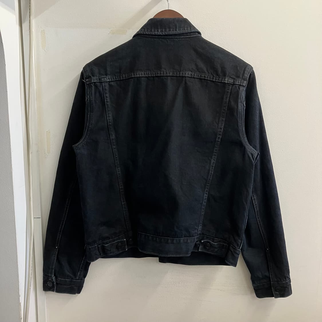 N12 갭 데님 트러커 와플 청자켓 블랙 상품이미지2