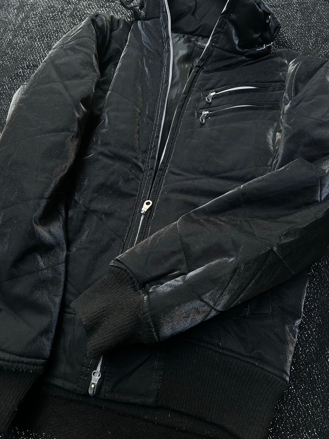 *rare* 2000s V-kei 락시크 지퍼 블랙 패딩자켓  상품이미지2
