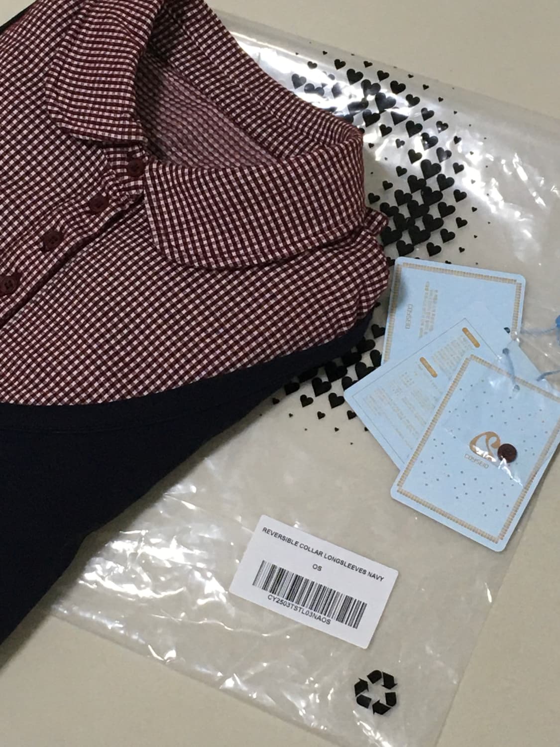 코이세이오 REVERSIBLE COLLAR LONGSLEEVES NAVY 상품이미지2