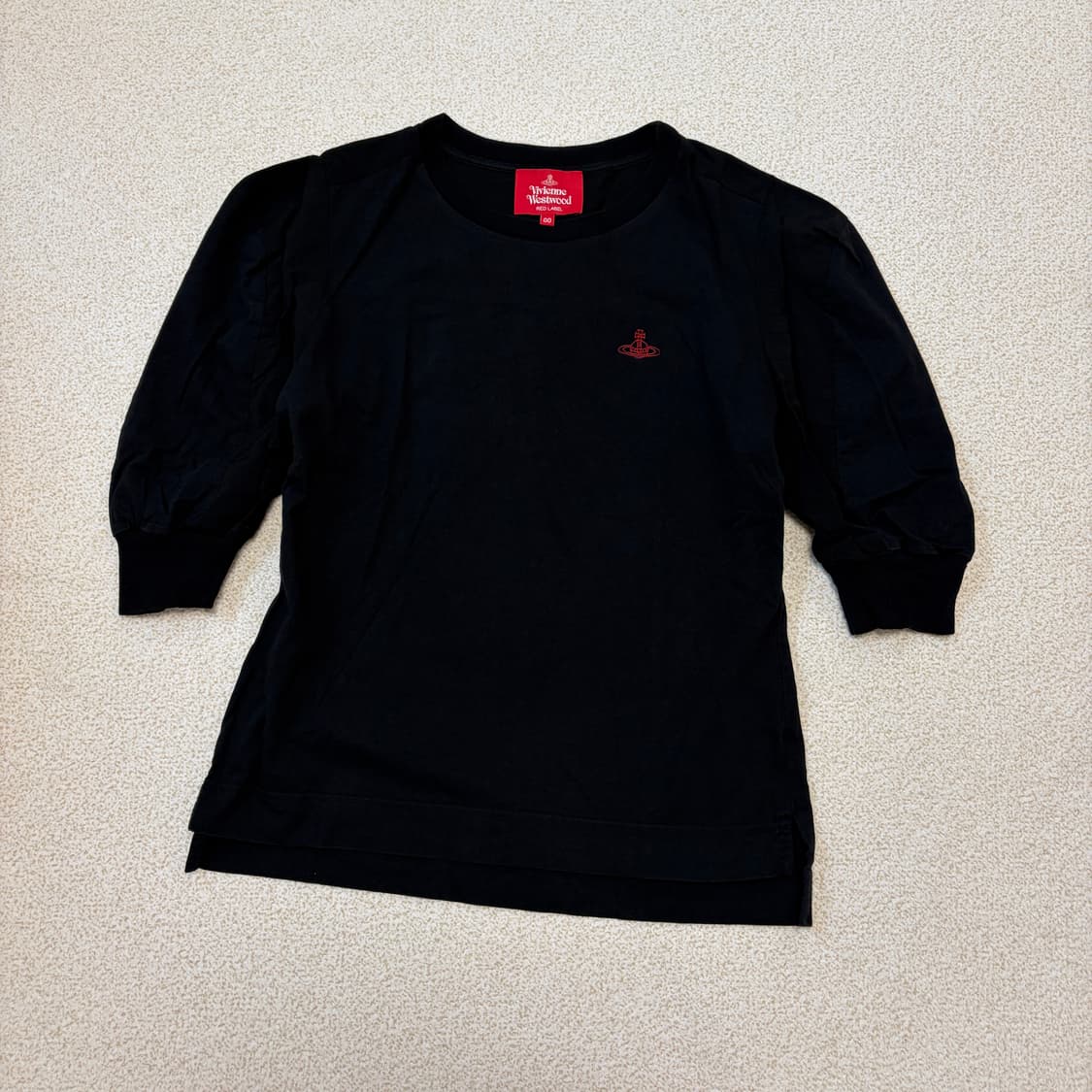 비비안웨스트우드 레드라벨 퍼프 소매 티셔츠-블랙 상품이미지1