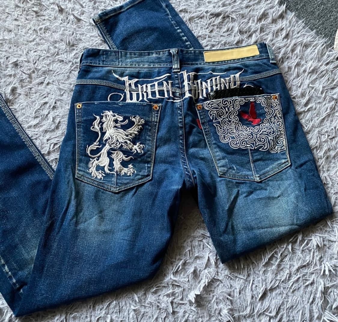 빈티지 자수 데님팬츠 청바지 상품이미지1
