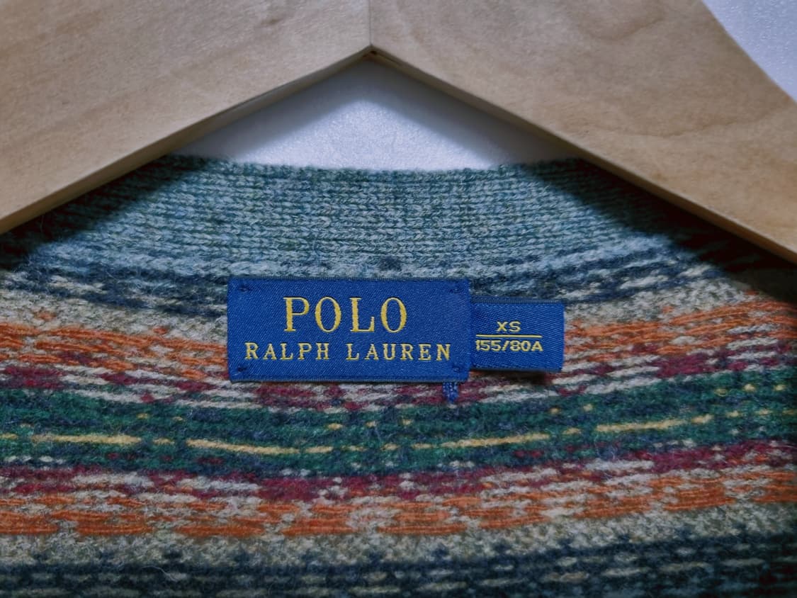 여성 레어 폴로 울 램스울 페어아일 긴팔 가디건 니트 스웨터 브이넥 상품이미지4