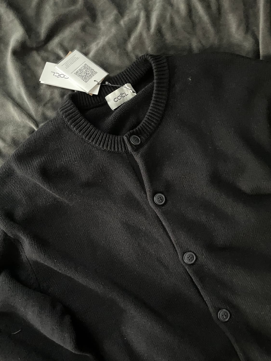 커스텀어클락 소프트 베이직 라운드 가디건 블랙 L 택포 새상품 상품이미지2