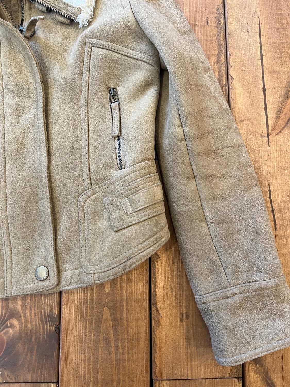 베이지 숏 에코 무스탕 상품이미지9