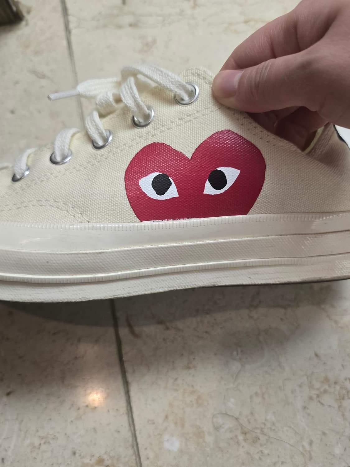 컨버스 척테일러 꼼데가르송 아이보리 UK7 상품이미지7