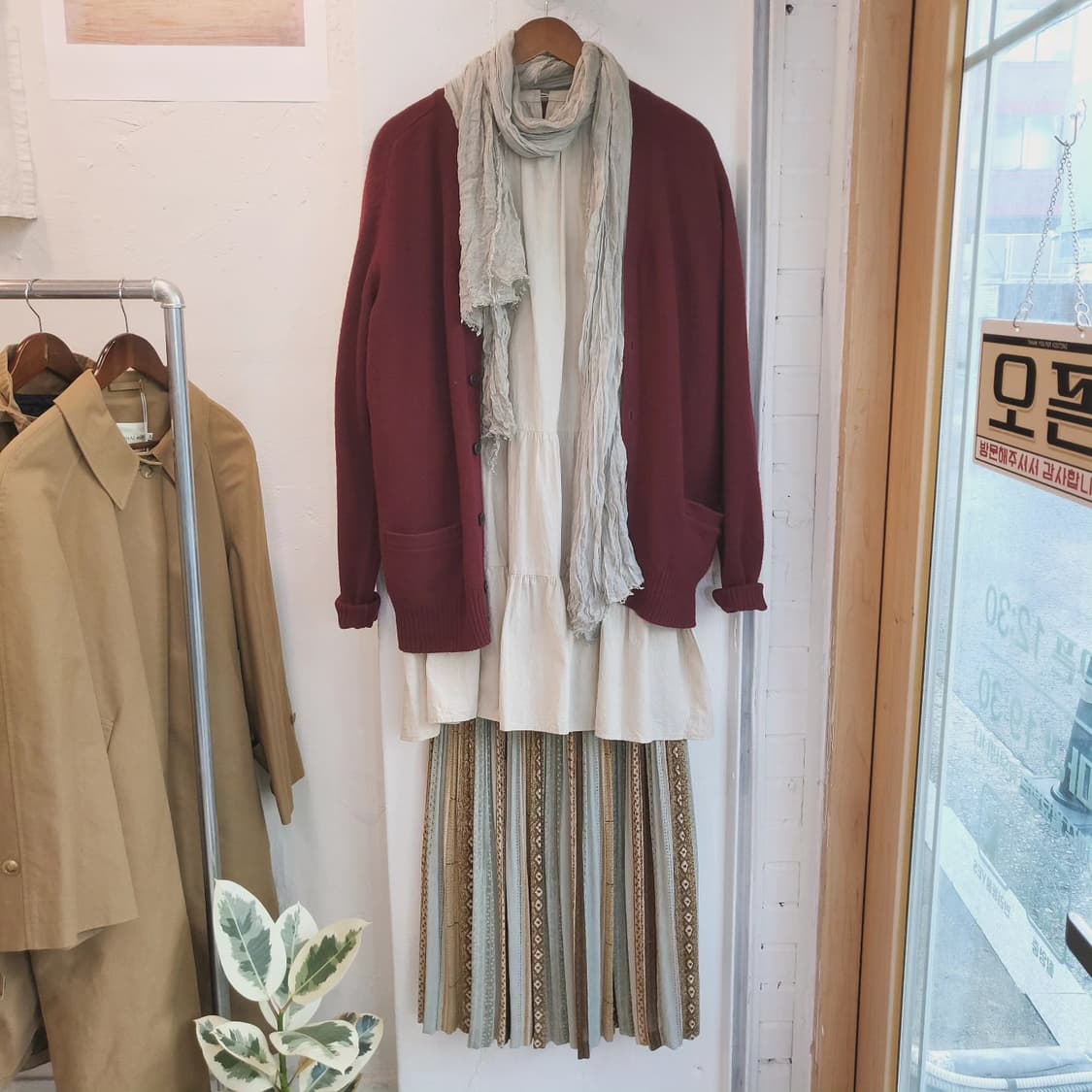 유니클로 버건디레드 울가디건 상품이미지8