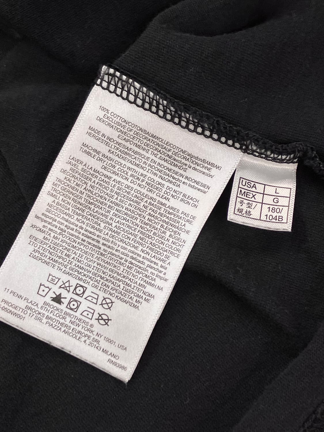 브룩스 브라더스 자수 로고 반팔 티셔츠 블랙 L #csz3886  상품이미지6