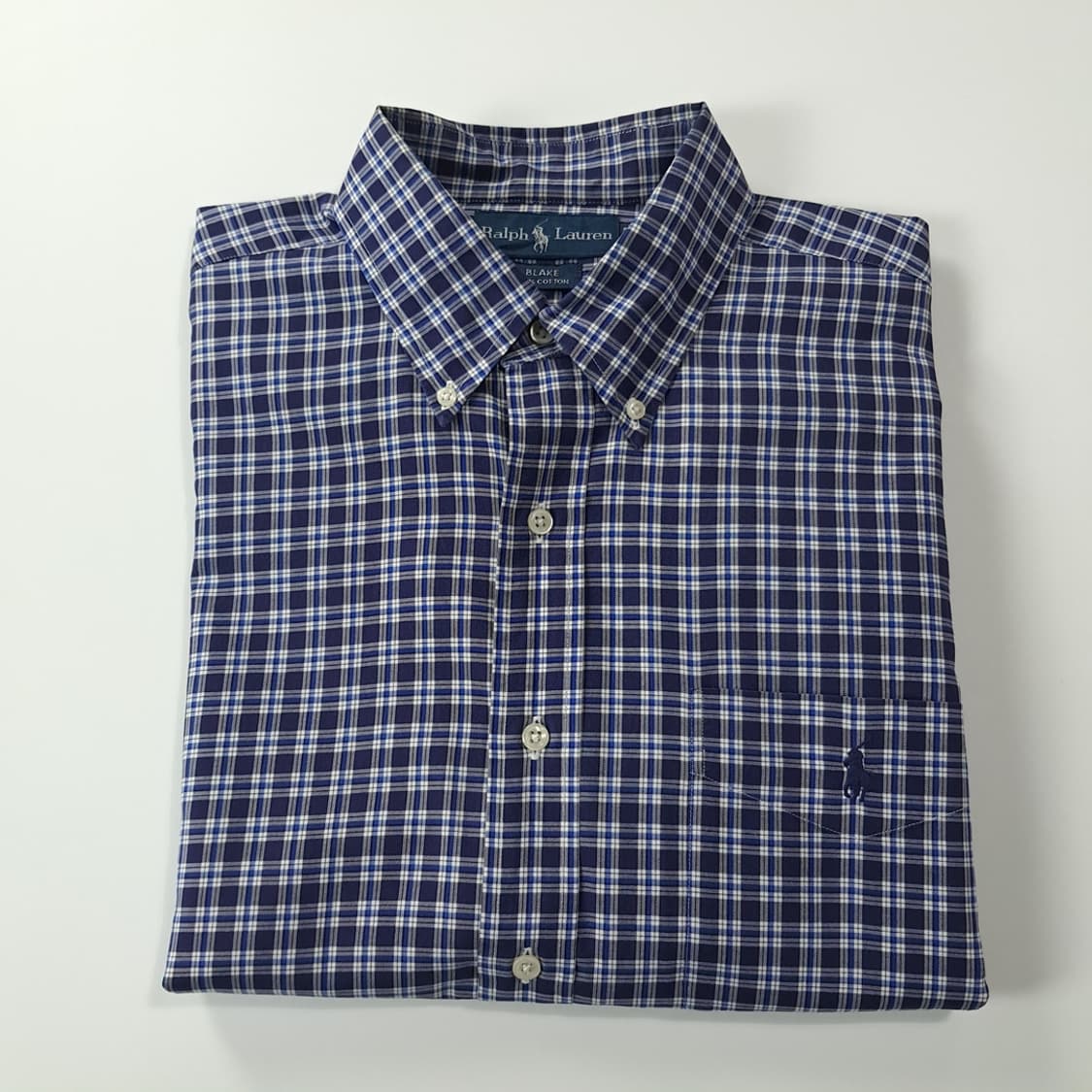 CK271 L 폴로 90s 홍콩판 네이비 스몰 타탄체크 셔츠 남방 상품이미지7