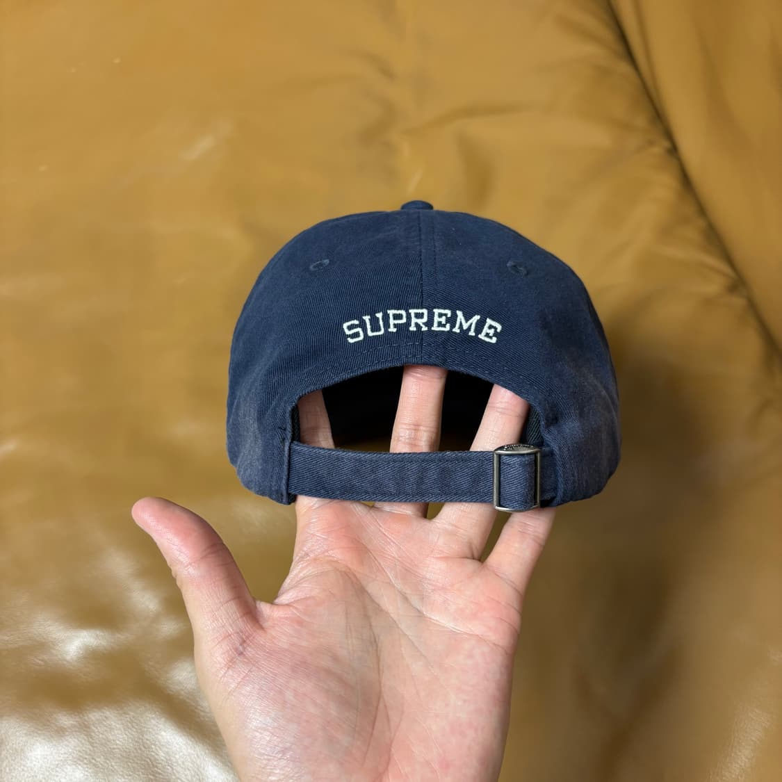 Supreme 슈프림 레더 아플리케 워시드 네이비 6패널 볼캡 모자 상품이미지7