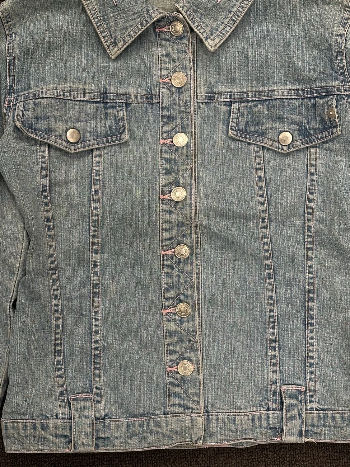 38)Japanese vintage 여성 핑크 스티치 디테일 연청 데님  상품이미지2