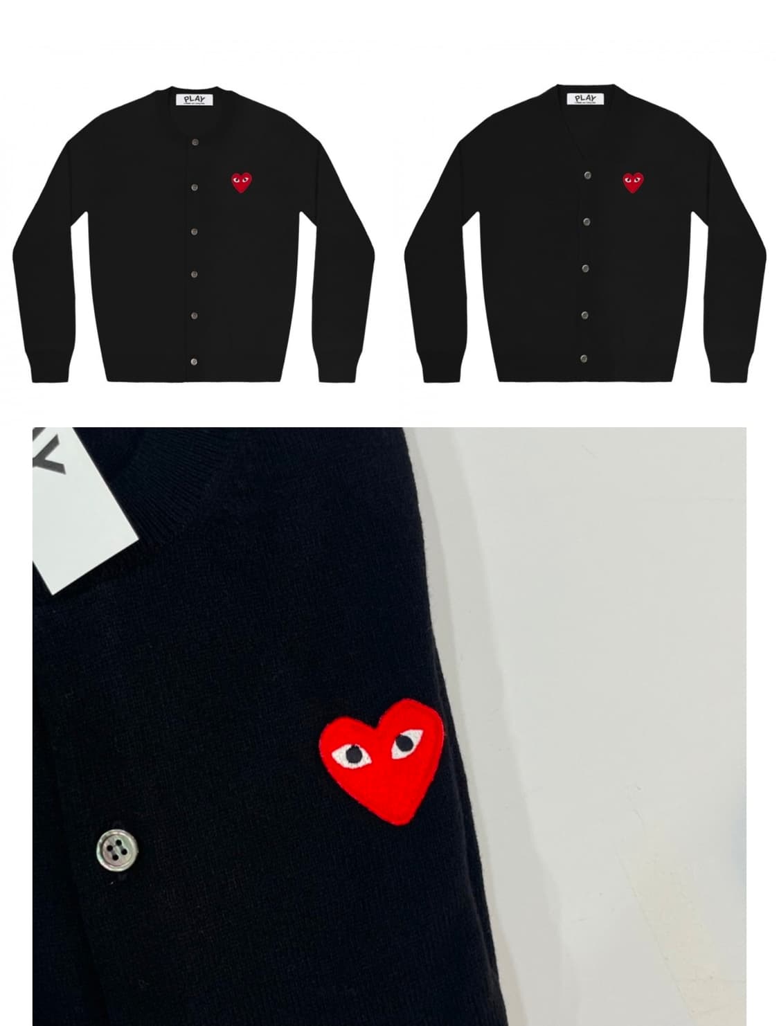 꼼데 가디건 블랙, 그레이 L 상품이미지3