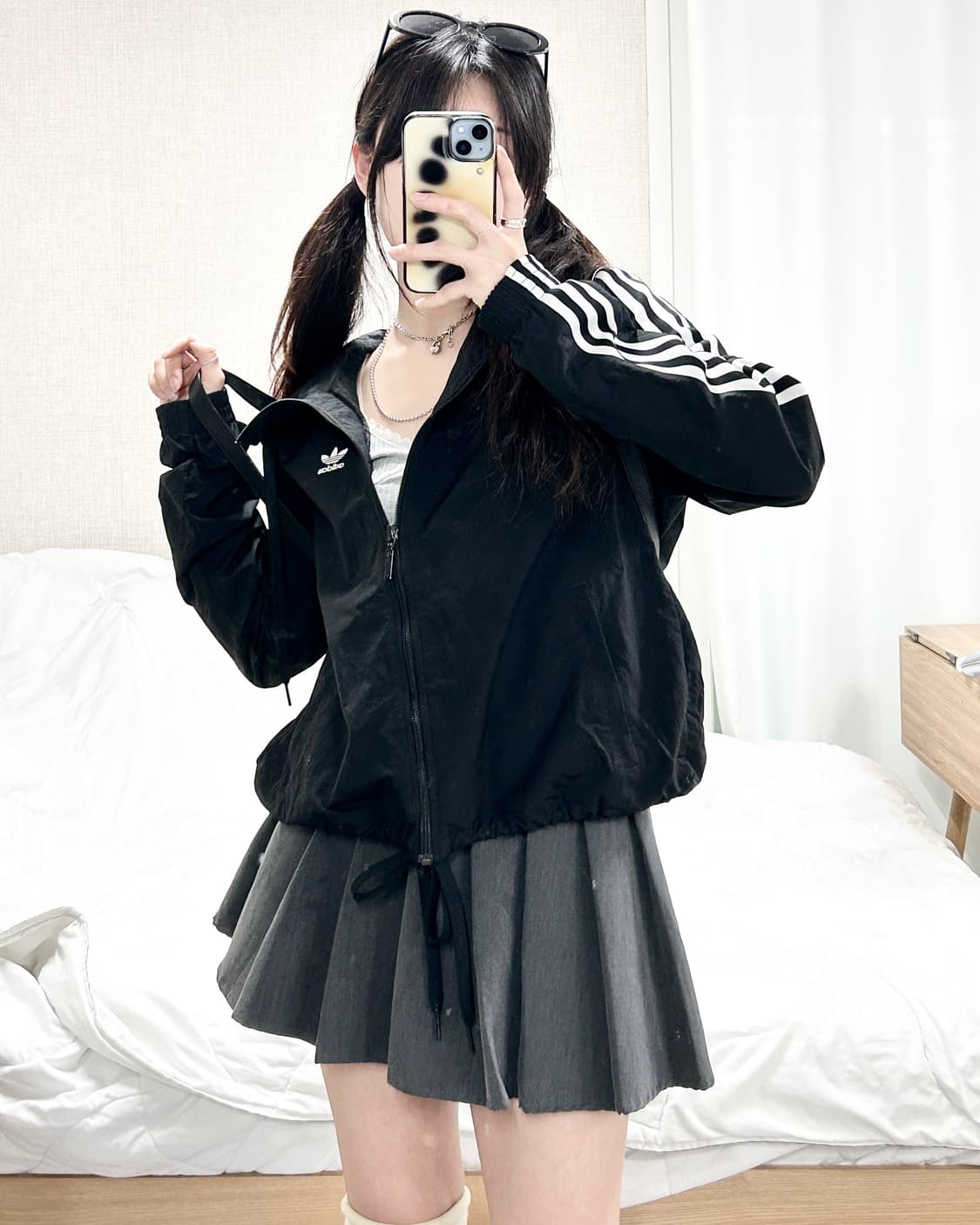 아디다스 블랙 삼선 나일론자켓 상품이미지3