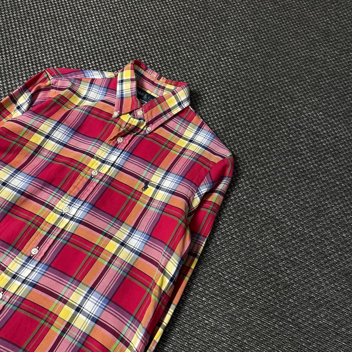 폴로랄프로렌 핑크 옐로우 블루 멀티 체크 긴팔 셔츠 커스텀핏 M 상품이미지5