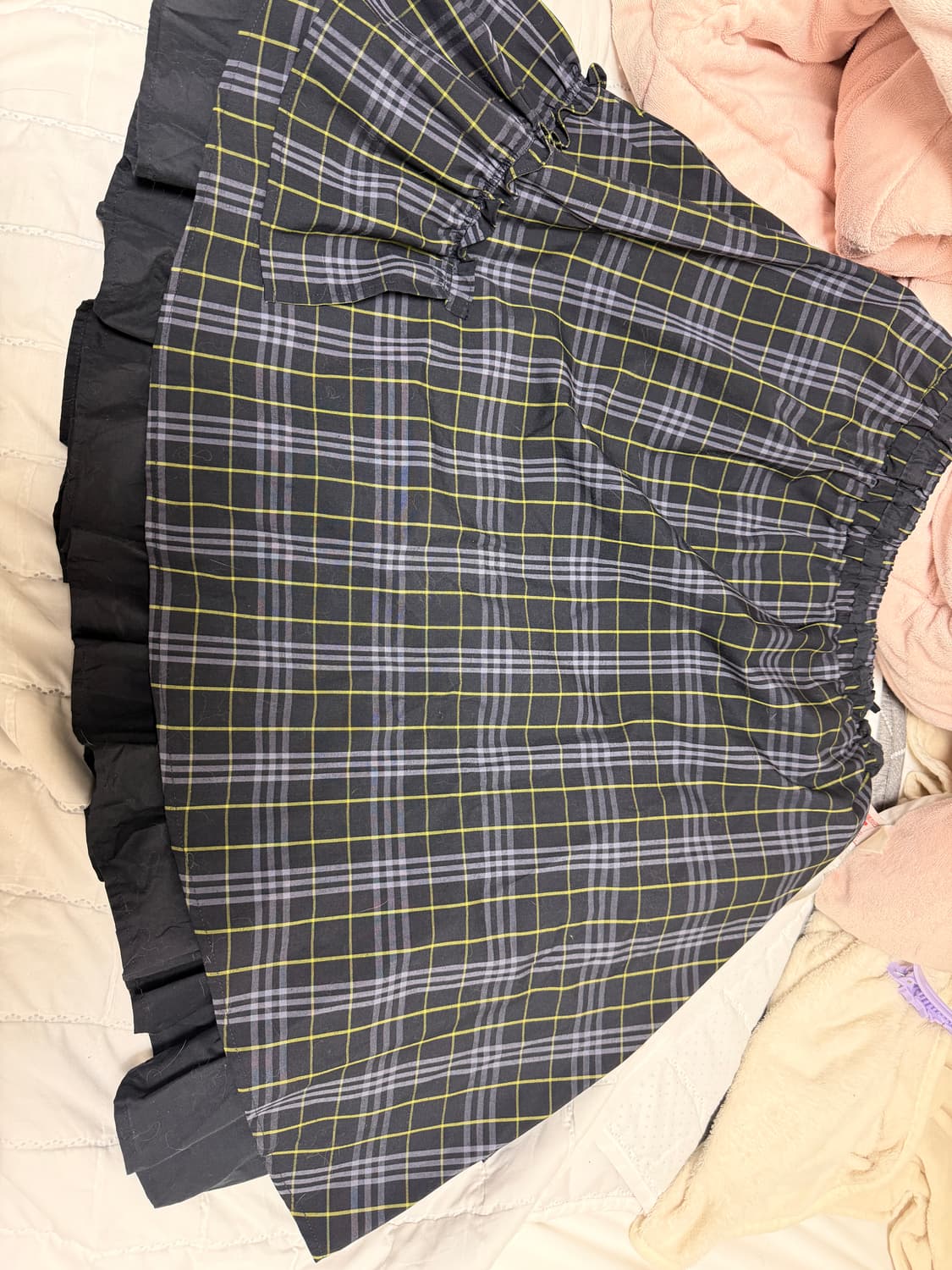 오헤시오 체크 프릴 미디 스커트 네이비 상품이미지3