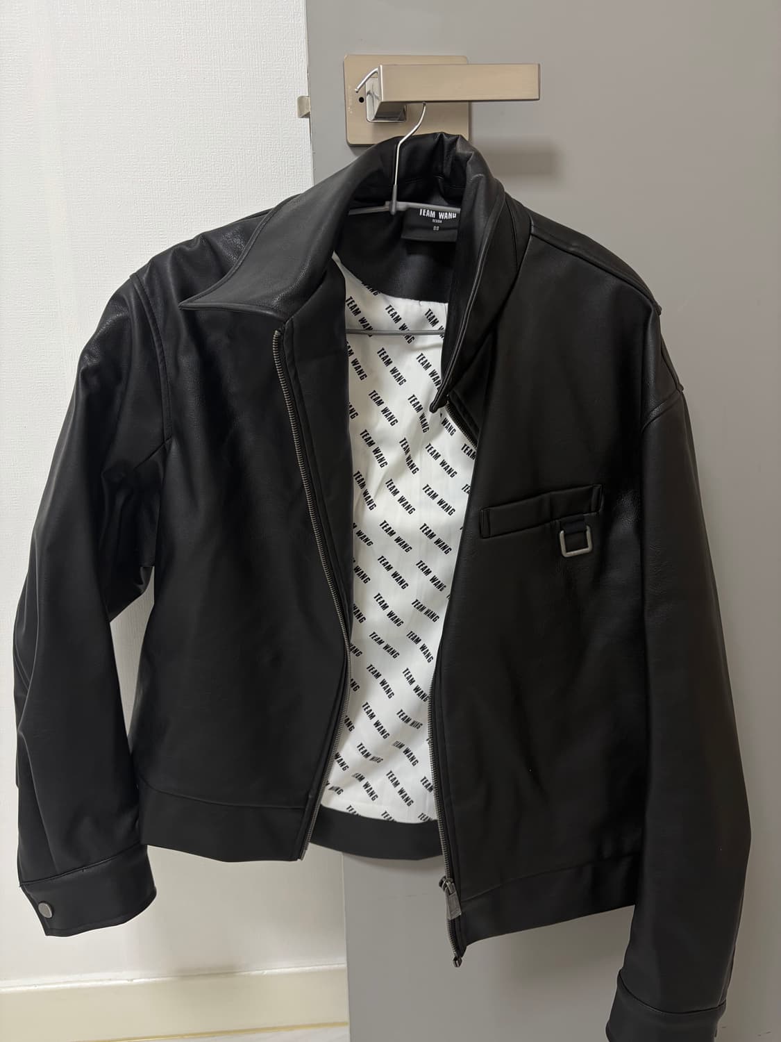 Team wang design 블랙 가죽 자켓 상품이미지1