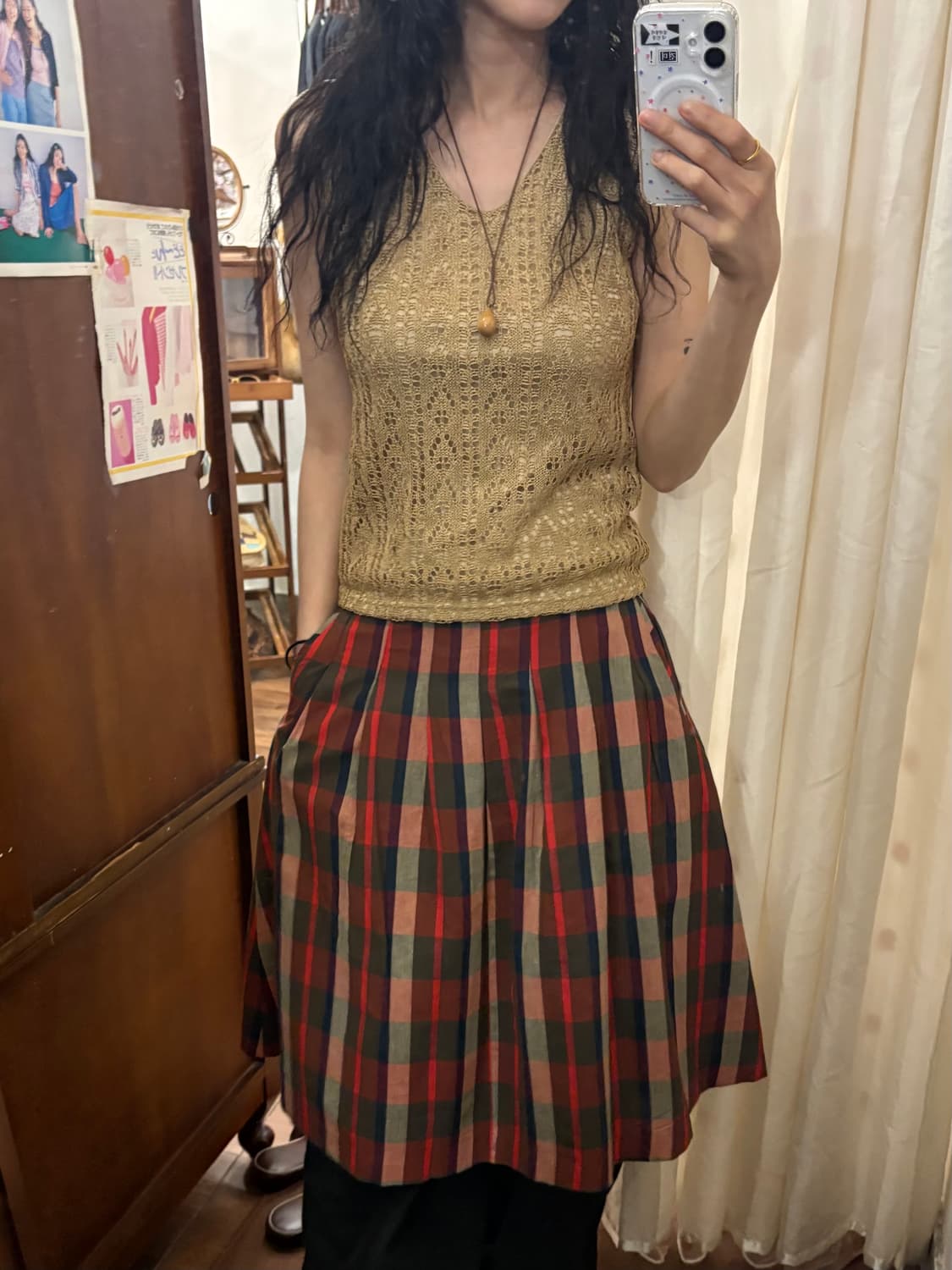 jpn vintage check midi skirt 상품이미지5