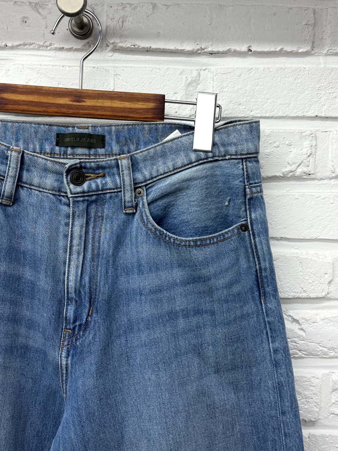 유니클로 연청 와이드 팬츠 상품이미지4