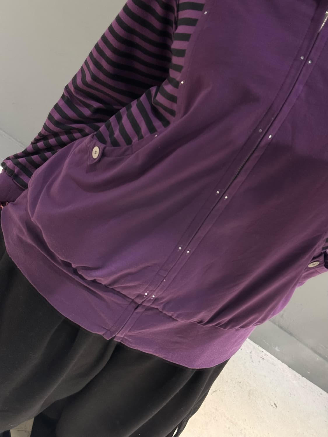 stripe pattern cubic line hood zip-up 상품이미지3