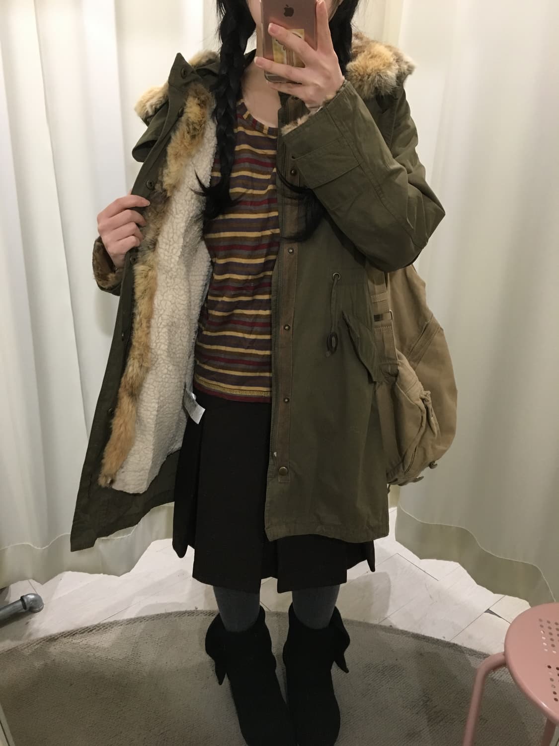 Sherpa-Lined Fur Hood Parka 상품이미지3