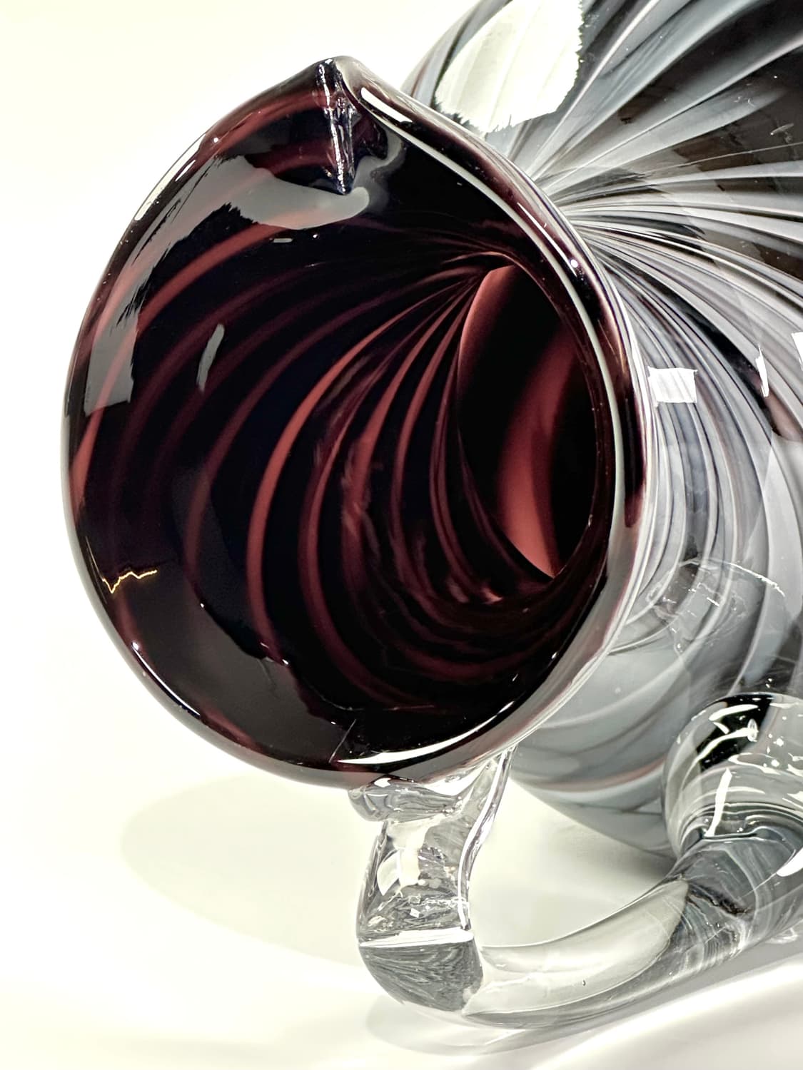 일본 빈티지 쿠라타 아트글라스 블랙&그레이 화병 피처 상품이미지6