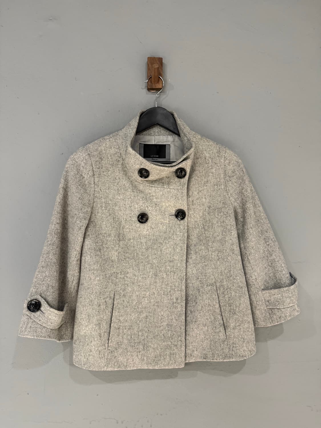 high-neck double button half coat 상품이미지7