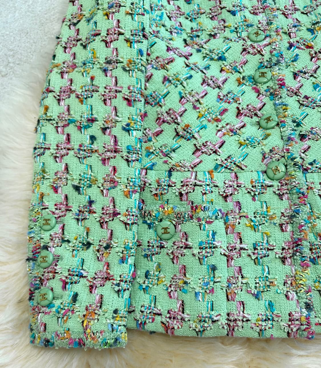 샤넬 1995 S/S collection 민트그린 트위드자켓 상품이미지5